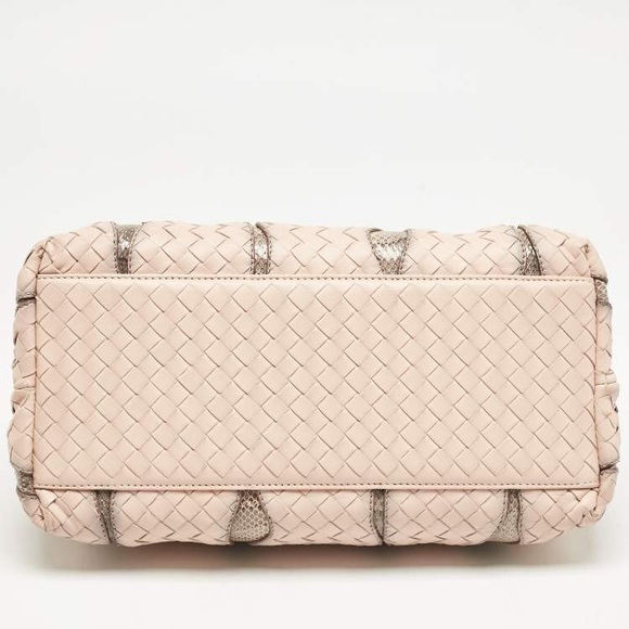❤️Authentic Bottega Veneta Salmon/Beige Intrecciato Leather and Snakeskin Tote❤️ - Picture 7 of 12